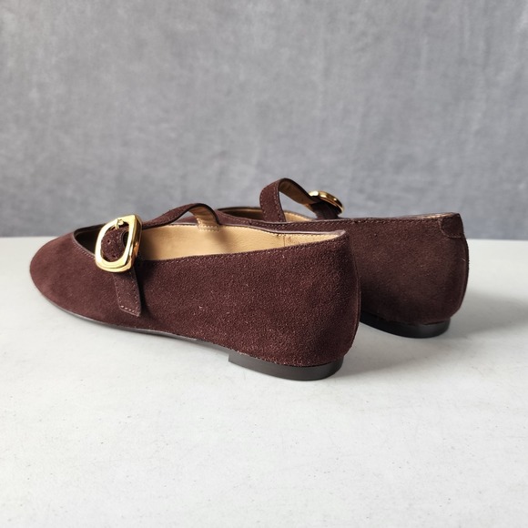 Madewell Mary Jane Flats Womens Size 7 Remy Brown Suede Leather Buckle Shoes - Picture 3 of 11